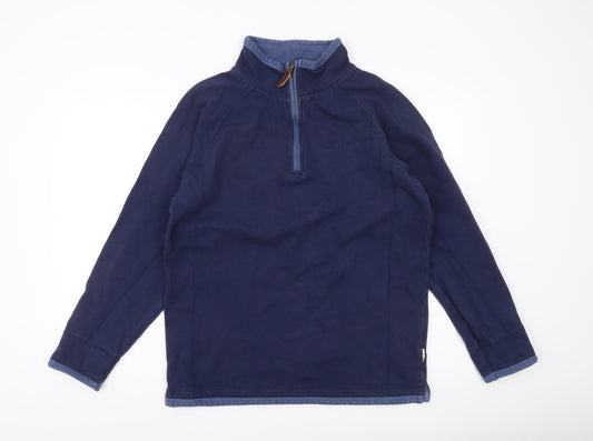 One Earth Mens Blue M 1/4 Zip Pullover Sweatshirt Cotton Blend