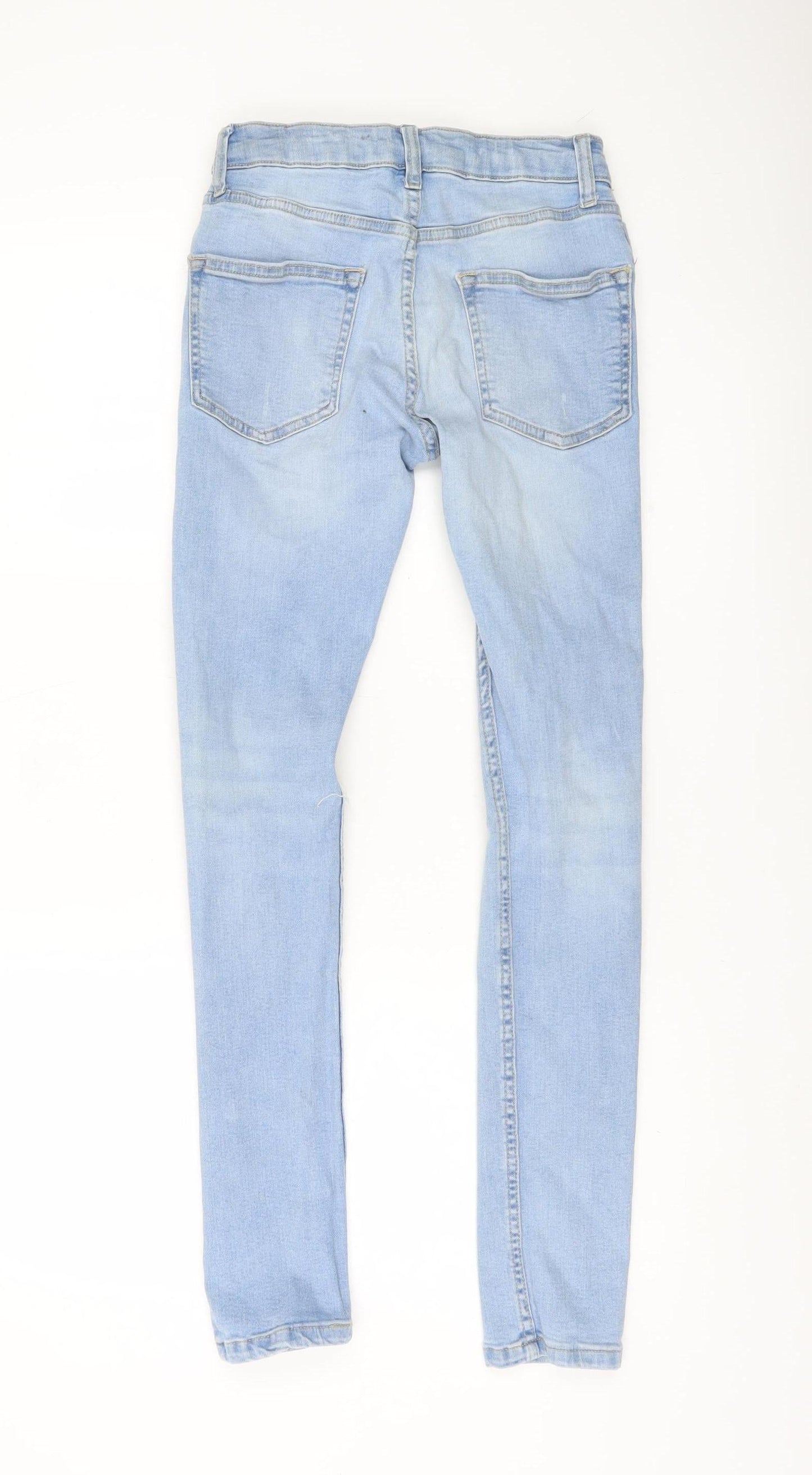 Topman Men’s Blue Skinny Jeans Size 28R Distressed Denim
