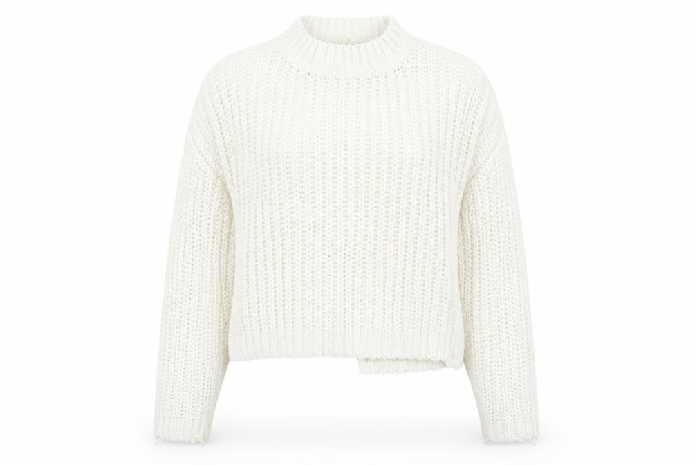 Miss Selfridge Women’s Ivory Chunky Knit Jumper Size 8 Mock Neck Long Sleeve
