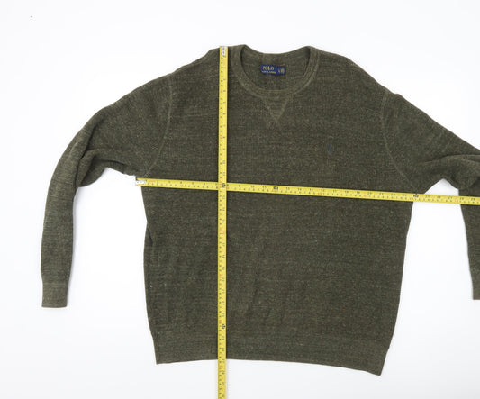 Polo Ralph Lauren Men’s Green Waffle Knit Cotton Pullover Jumper L