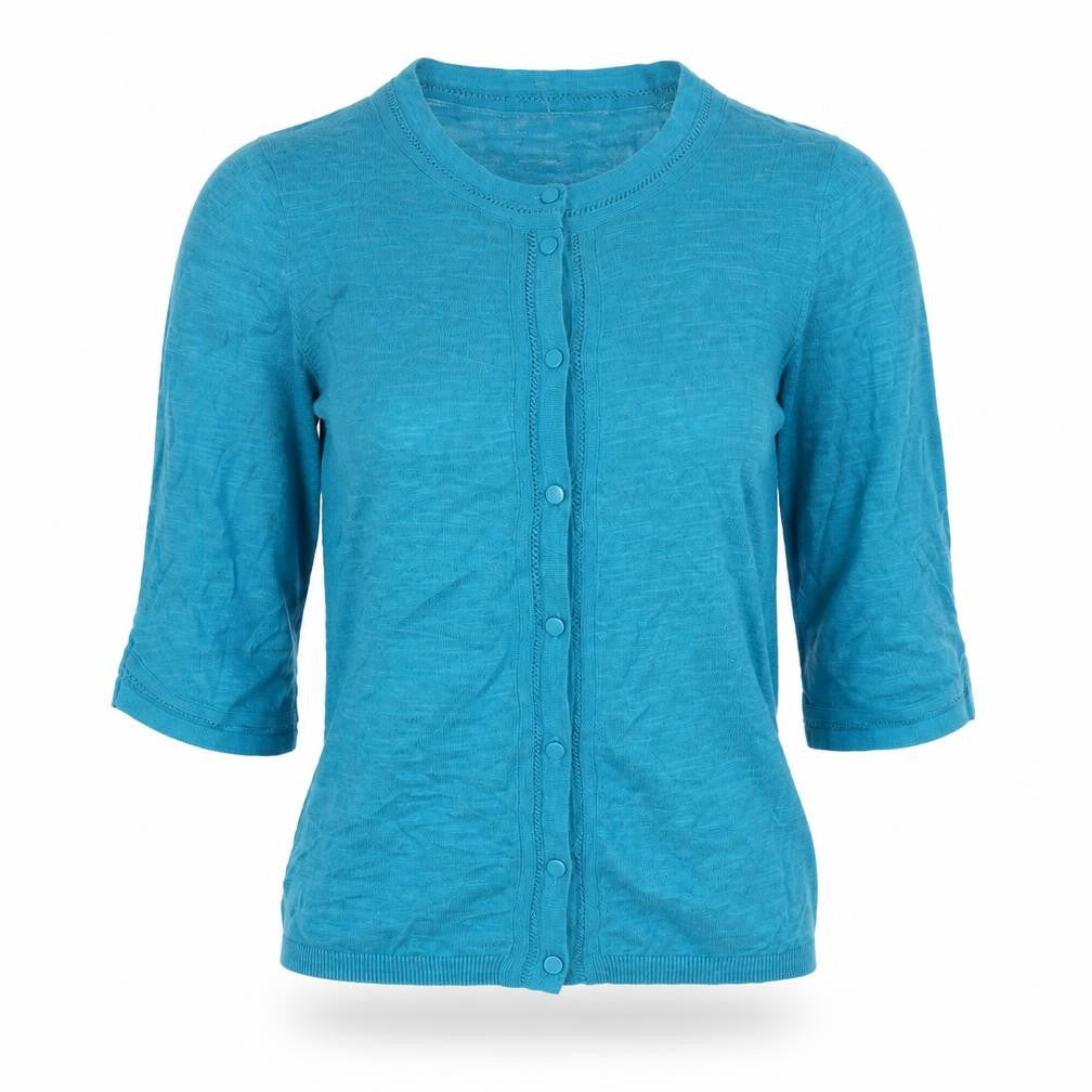 Womens UK 10 Regular Laura Ashley Blue Cardigan Tight-Knit