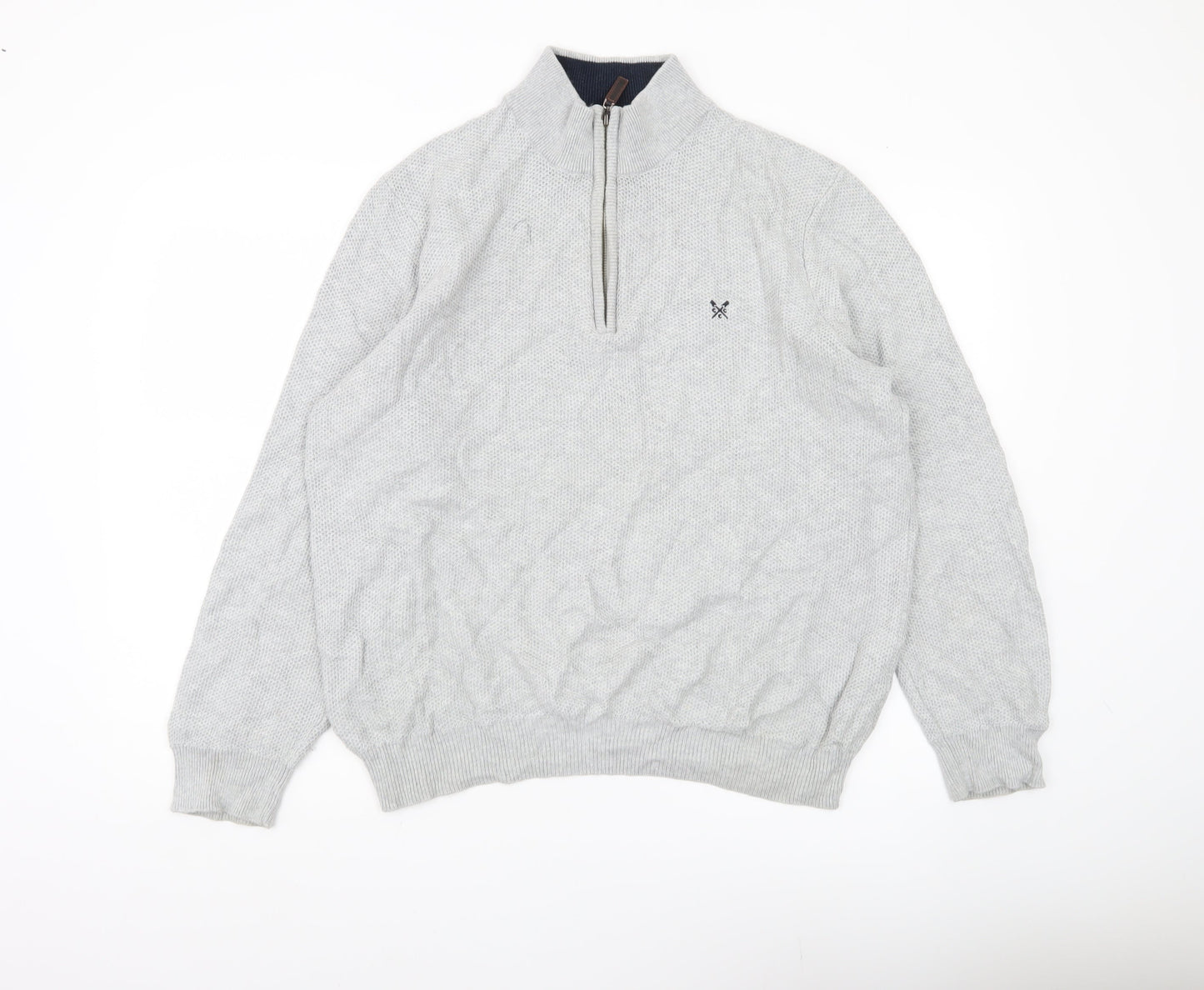 Crew Clothing Company Men’s Grey XL 1/2 Zip Knit Sweatshirt