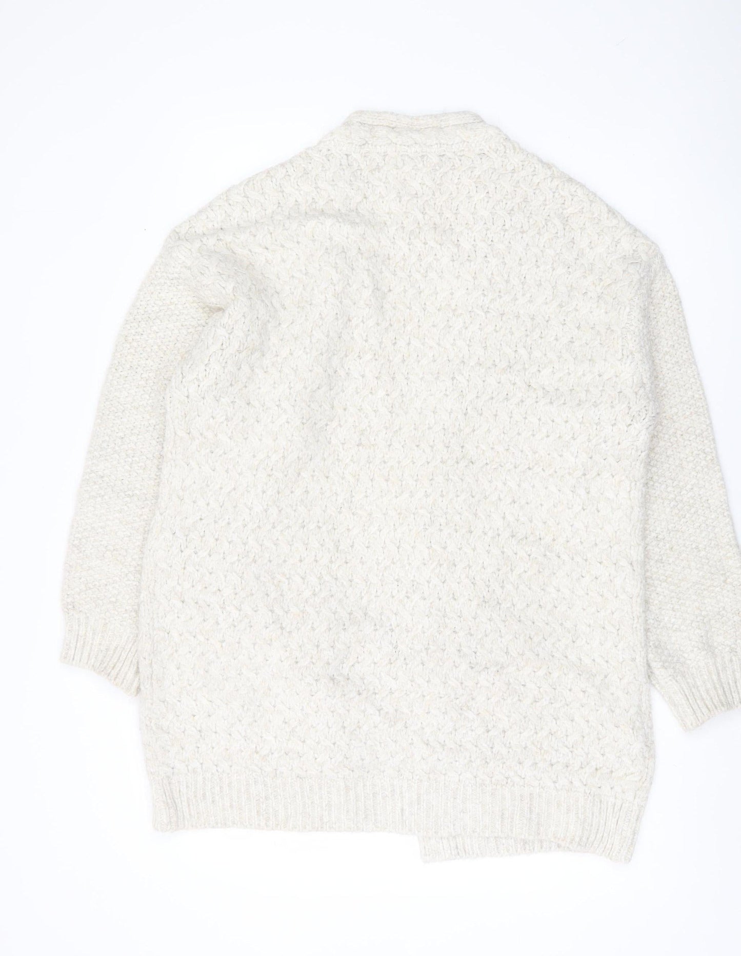 Fat Face Women’s Ivory Chunky Knit Cardigan UK 12 Relaxed Fit