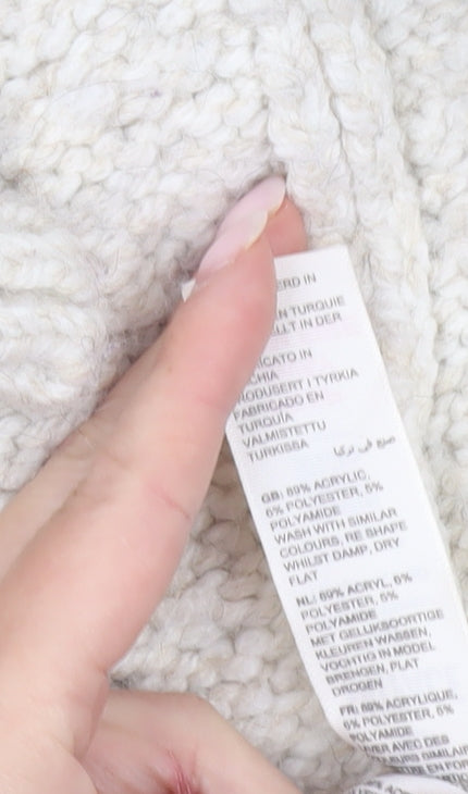 Fat Face Women’s Ivory Chunky Knit Cardigan UK 12 Relaxed Fit