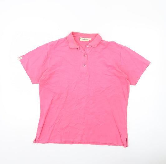 Glenmuir Womens Pink Polo Shirt L Cotton Stretch Casual Top