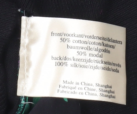 Laura Ashley Women’s Black Floral Silk Back Cardigan Size 10