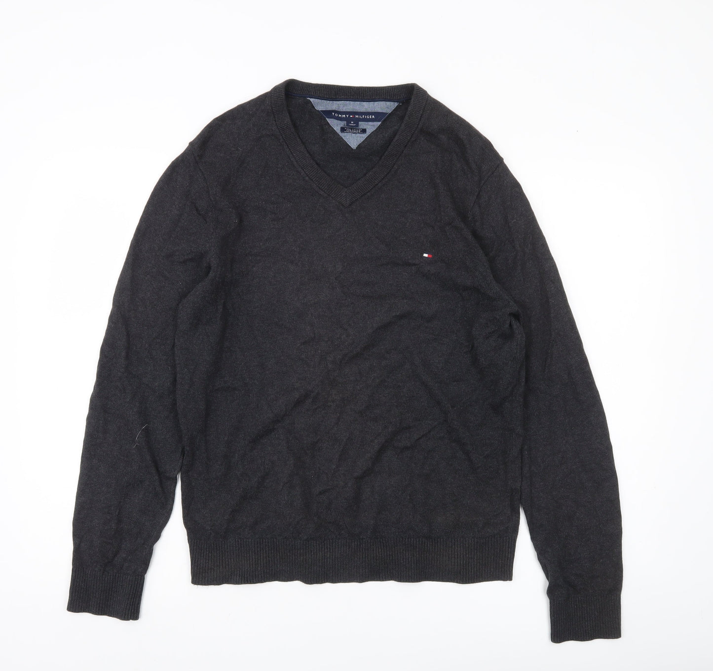 Tommy Hilfiger Men’s Black V-Neck Cotton Cashmere Jumper M