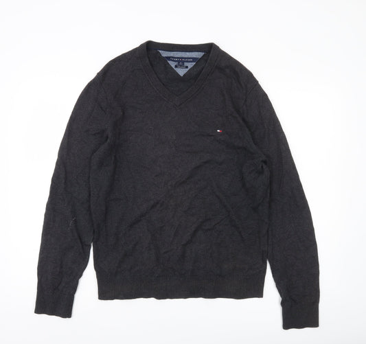 Tommy Hilfiger Men’s Black V-Neck Cotton Cashmere Jumper M