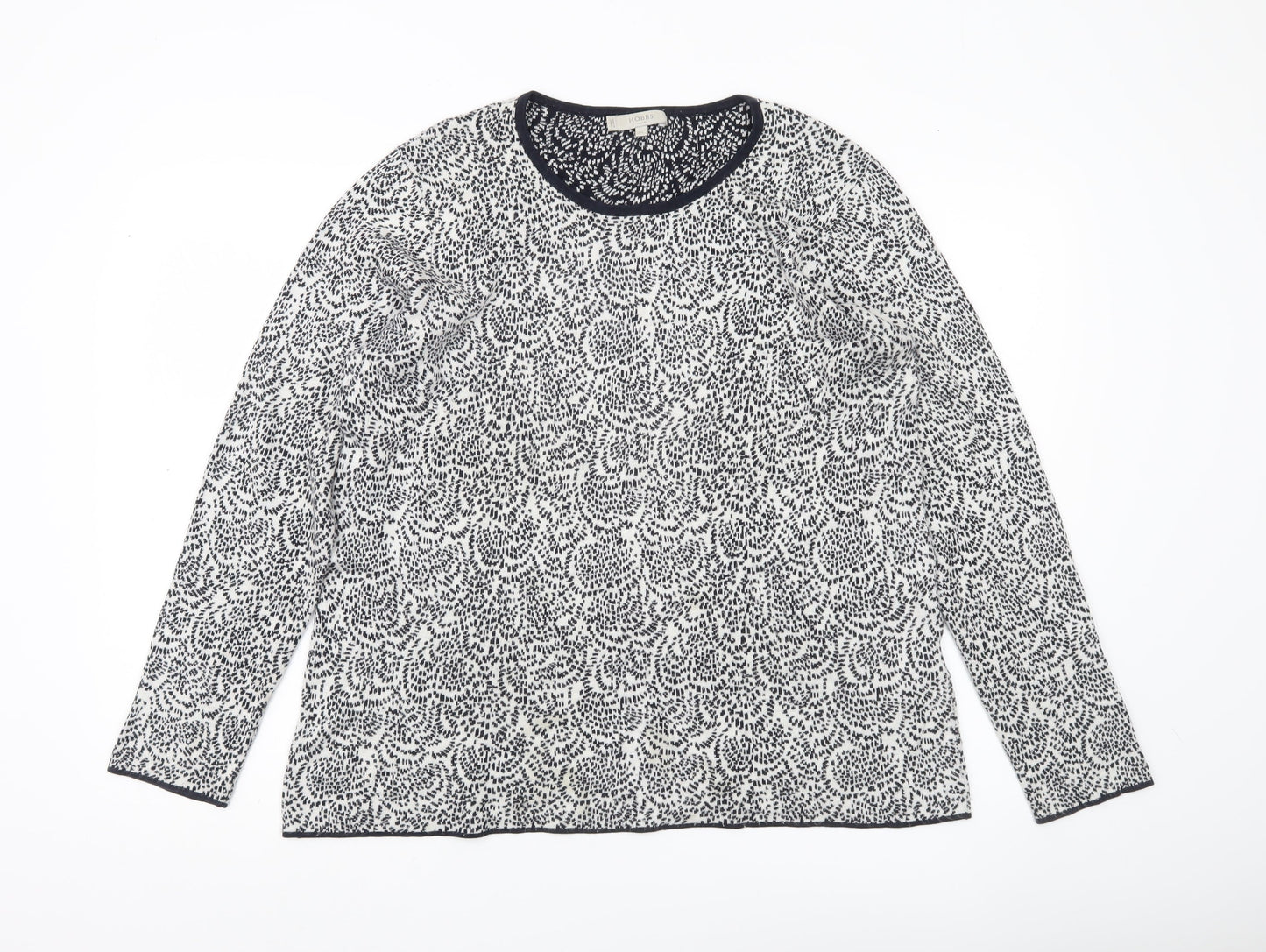 Hobbs Womens Black White Geometric Knit Jumper XL Crew Neck