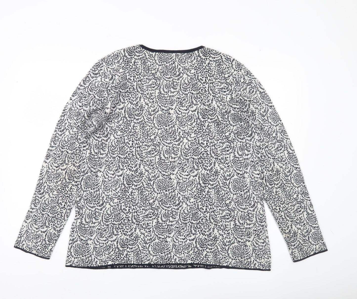 Hobbs Womens Black White Geometric Knit Jumper XL Crew Neck