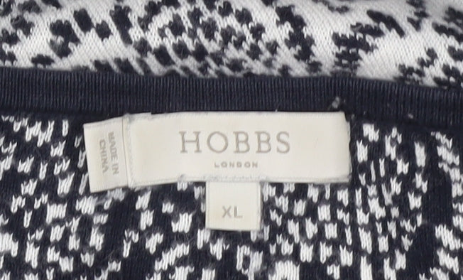 Hobbs Womens Black White Geometric Knit Jumper XL Crew Neck