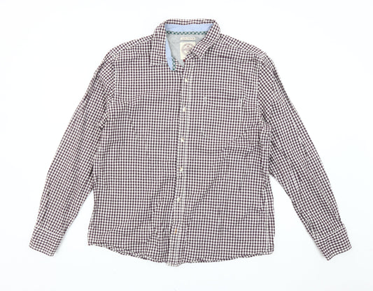 Fat Face Men’s Brown Check Slim Fit XL Cotton Button-Up Shirt
