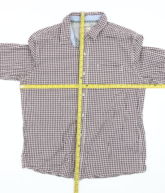 Fat Face Men’s Brown Check Slim Fit XL Cotton Button-Up Shirt