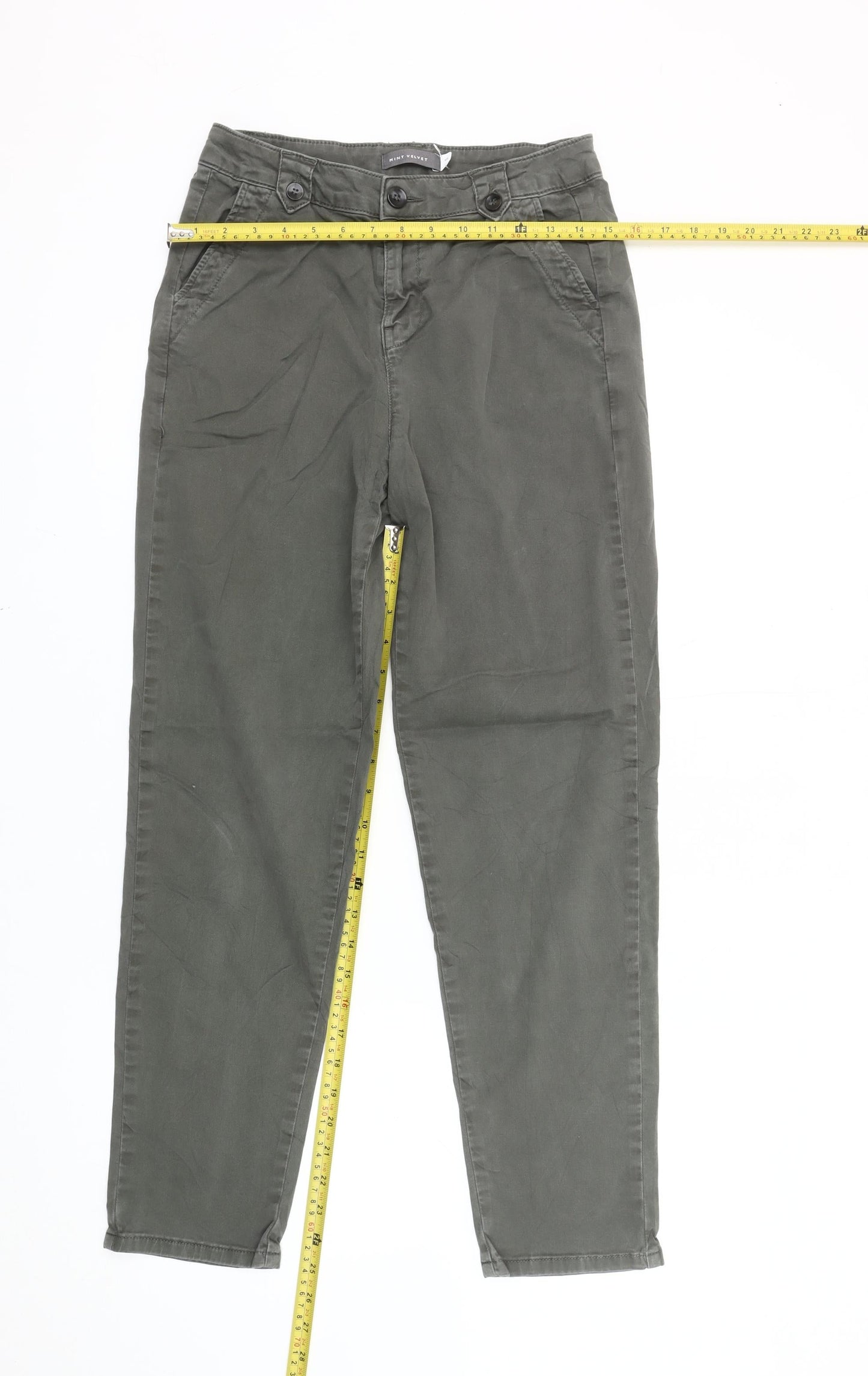 Mint Velvet Women's Green Size 8 Slim Chino Trousers