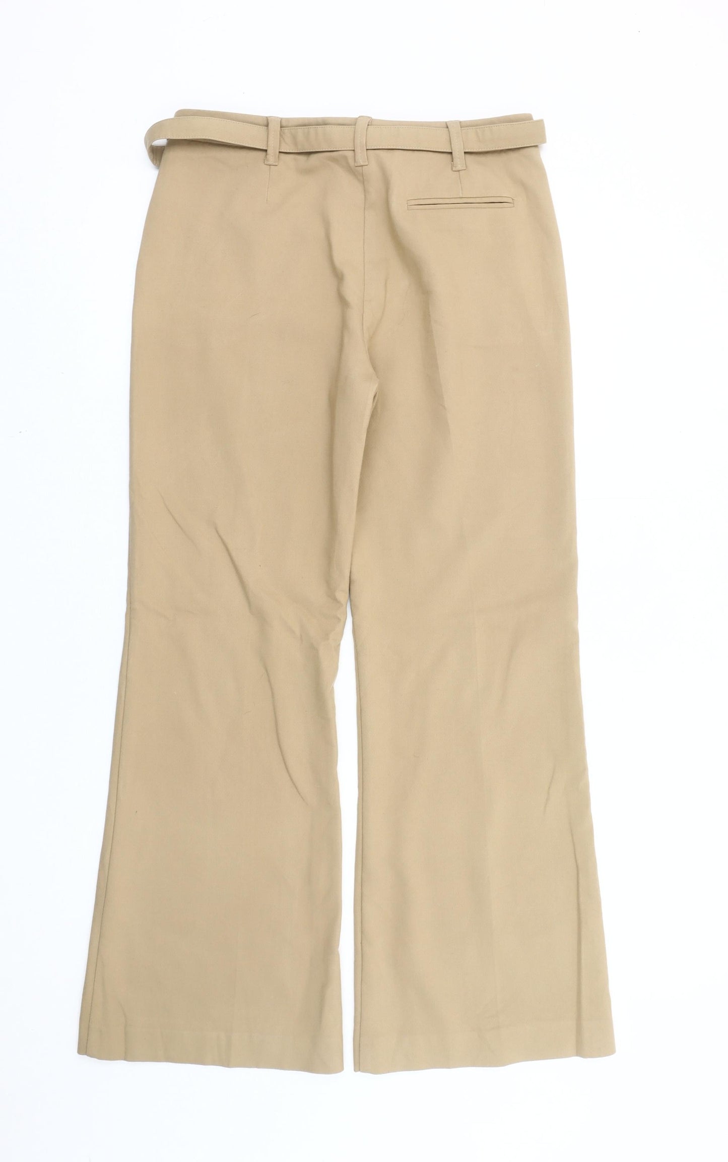 Marks and Spencer Womens Beige Chino Trousers UK 12 Regular Flared