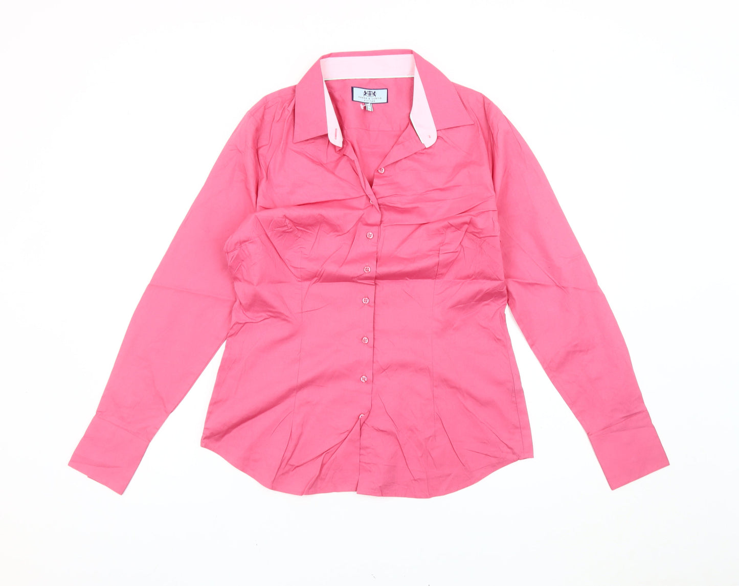 Hawes & Curtis Women’s Pink Button-Up Shirt UK 14 Slim Fit Long Sleeve