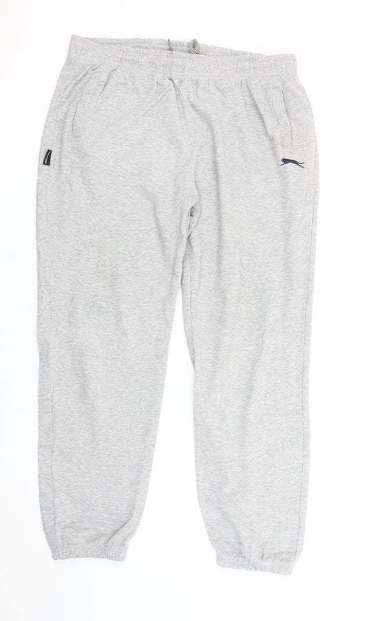 Slazenger Mens Grey XL Jogger Sweatpants Elastic Waist Activewear