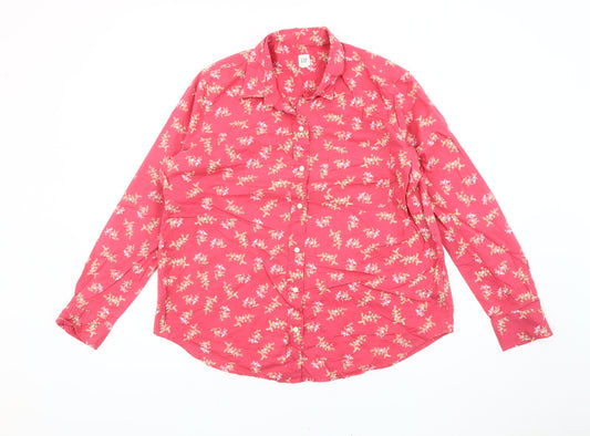 GAP Women’s Pink Floral Long Sleeve Cotton Button-Up Shirt Size L