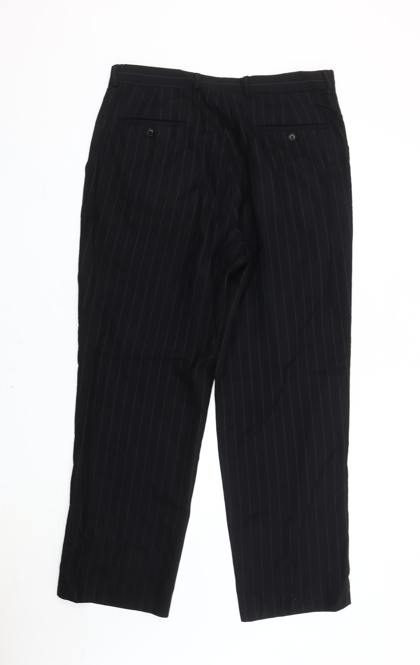 Austin Reed Men's Black Pinstripe Wool Dress Pants 36S
