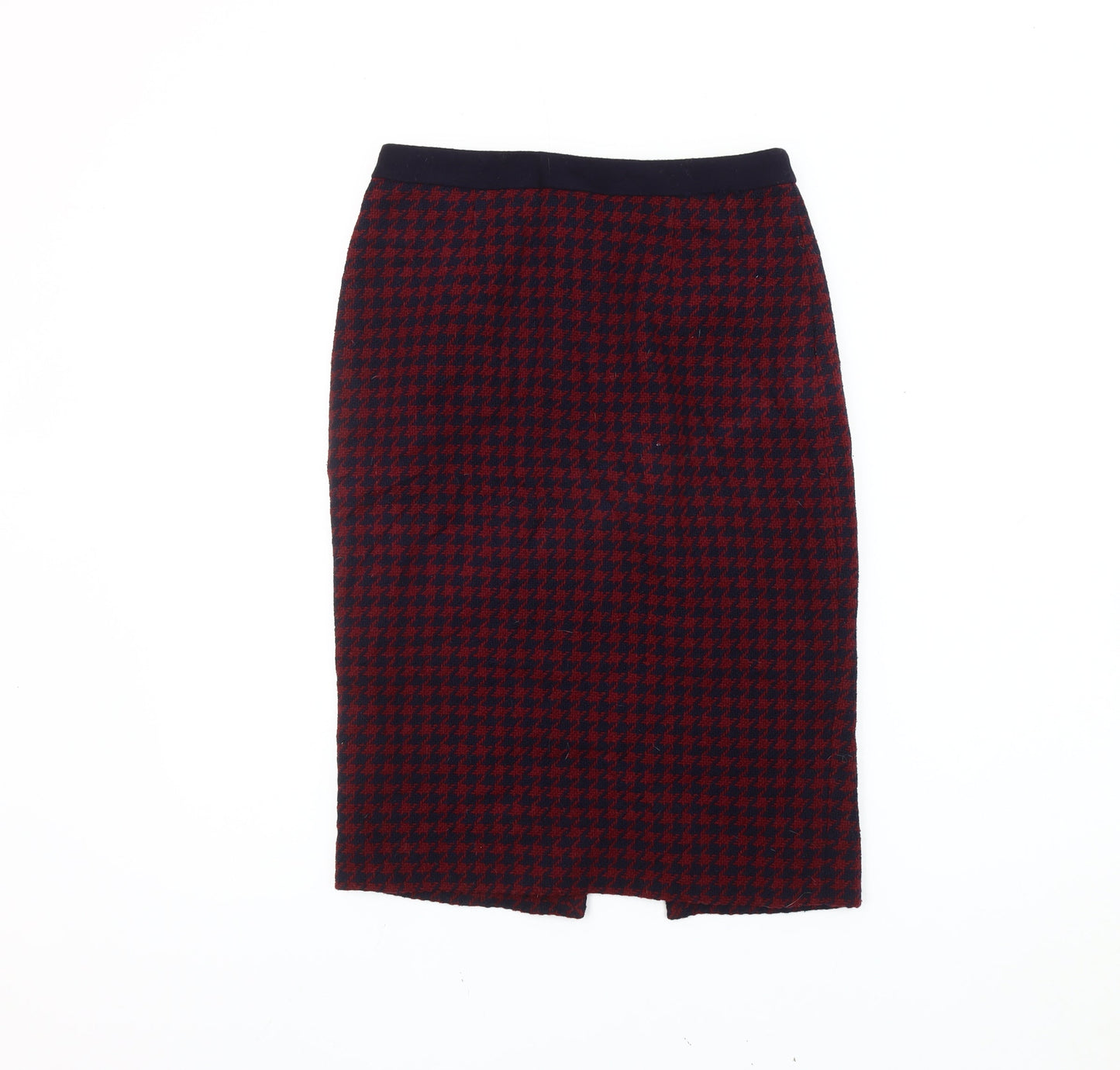 Hobbs Women’s Red Check Wool-Blend Pencil Skirt Size 8