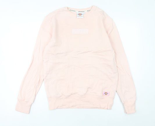 Dickies Women’s Pink Logo Sweatshirt Size 10 Pullover Crew Neck