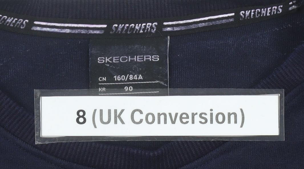 Skechers Women’s Blue Logo T-Shirt Dress Size 8 Casual Long Sleeve