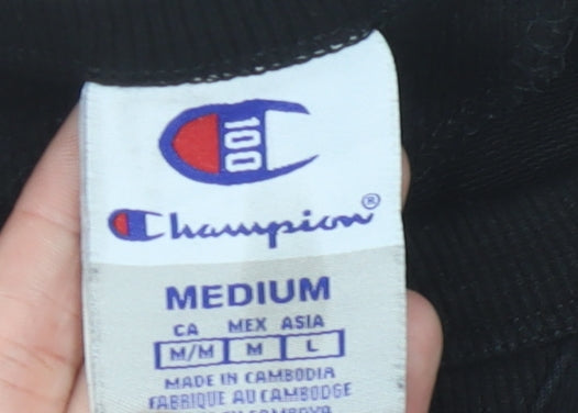 Champion Unisex Adults Black Medium Pullover Sweatshirt Logo