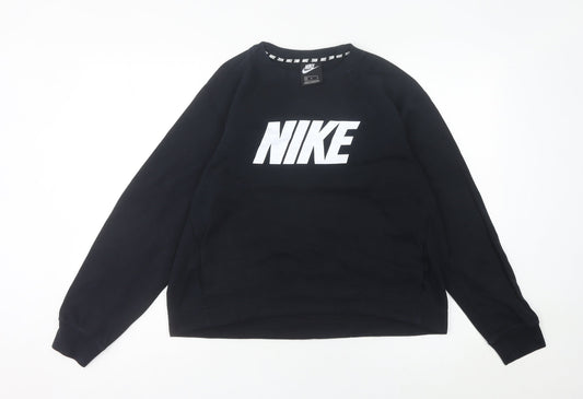 Nike Womens Black Sweatshirt UK 10 Logo Crew Neck Pullover