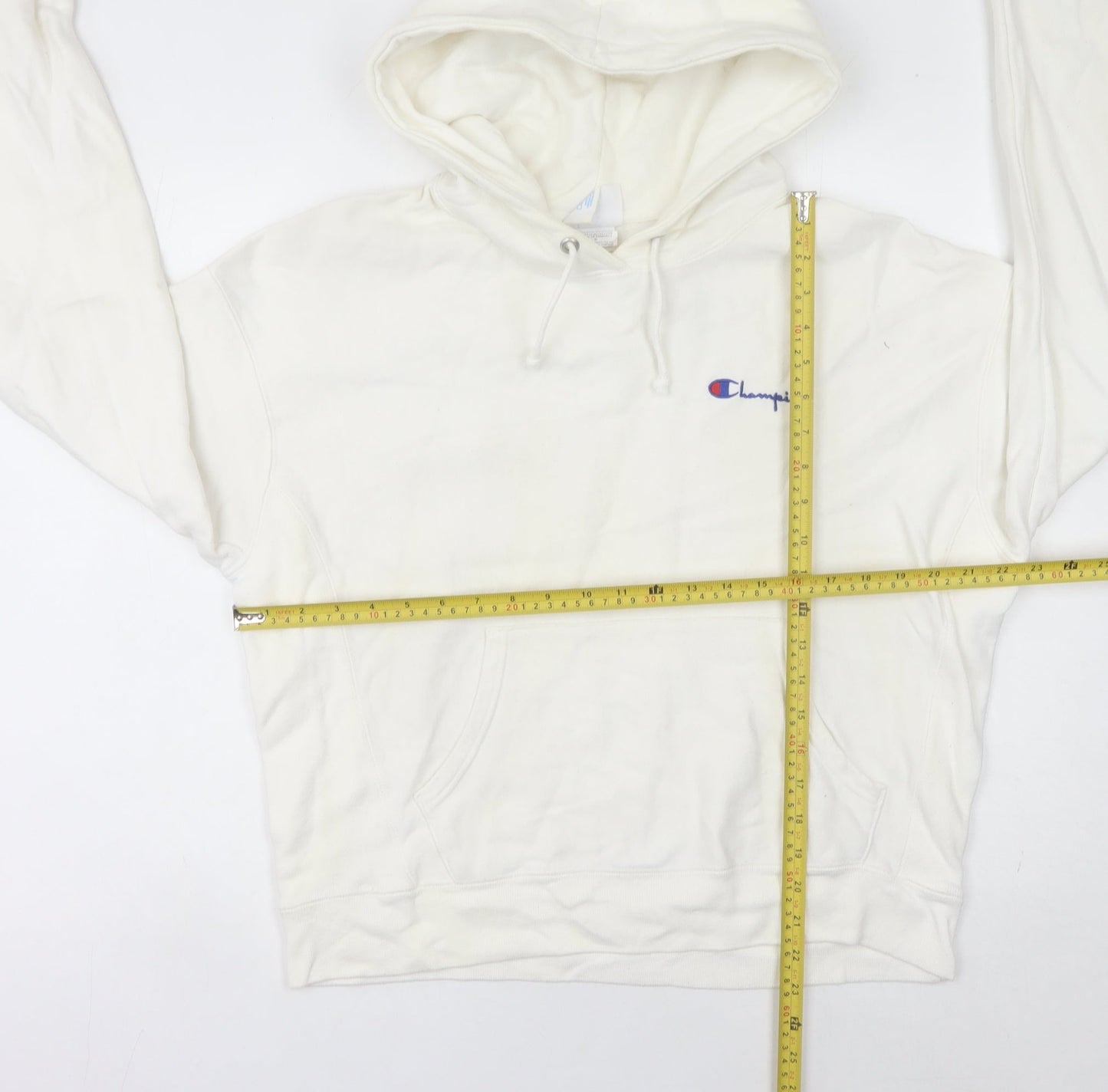 Champion Women’s White Hoodie L Pullover Logo Cotton Blend