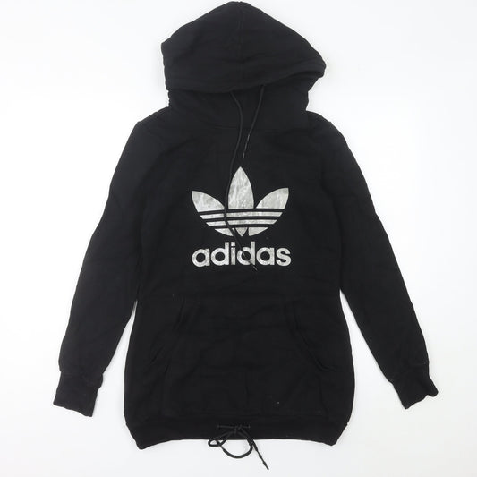 Adidas Womens Black Size 8 T-Shirt Hoodie Dress Long Sleeve Casual