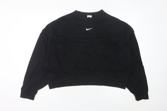 Nike Women’s Black Sweatshirt UK 8 Crew Neck Long Sleeve Cotton Blend