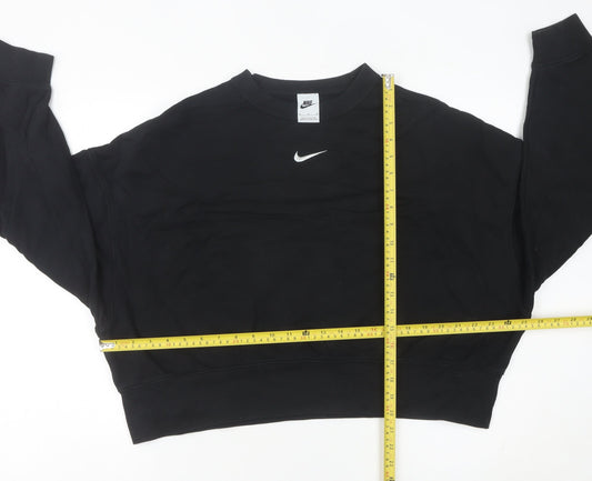 Nike Women’s Black Sweatshirt UK 8 Crew Neck Long Sleeve Cotton Blend