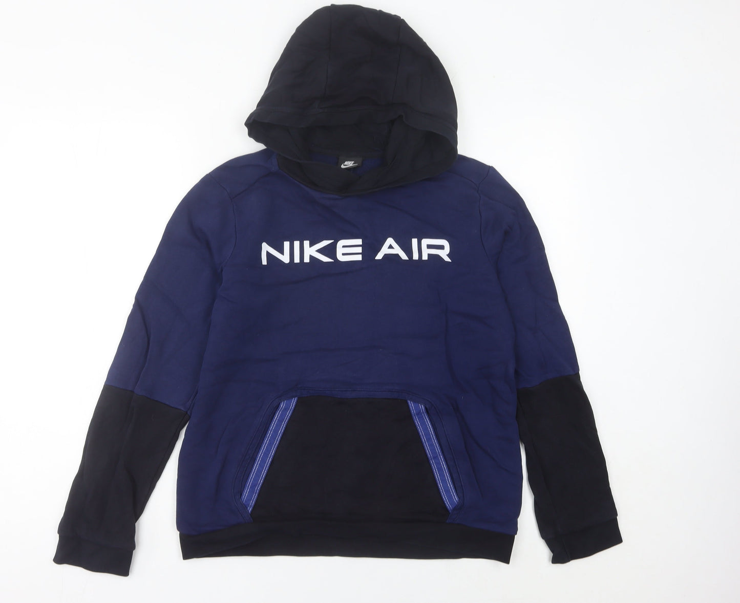 Nike Air Women’s Blue Black Hoodie Size 6 UK Cotton Blend