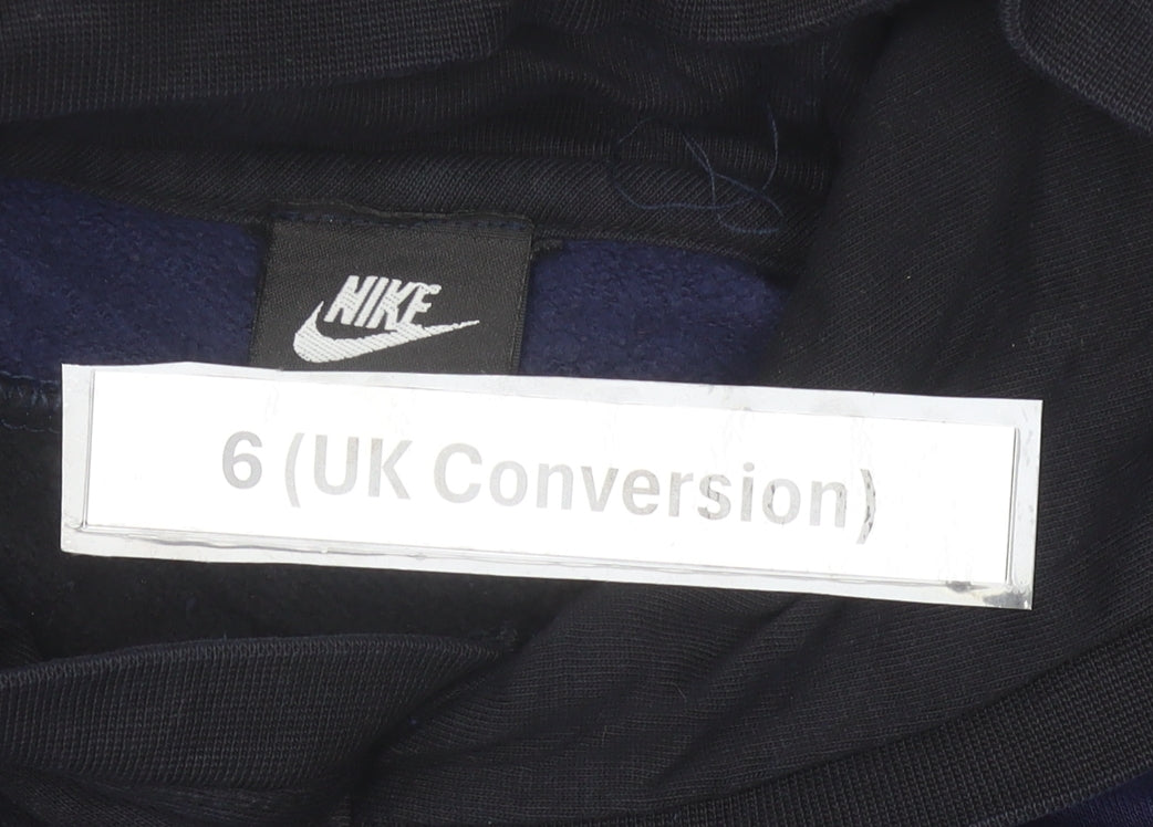 Nike Air Women’s Blue Black Hoodie Size 6 UK Cotton Blend