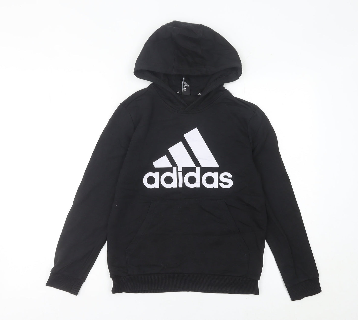 Adidas Womens Black Pullover Hoodie Size 2 Logo Print Sweatshirt
