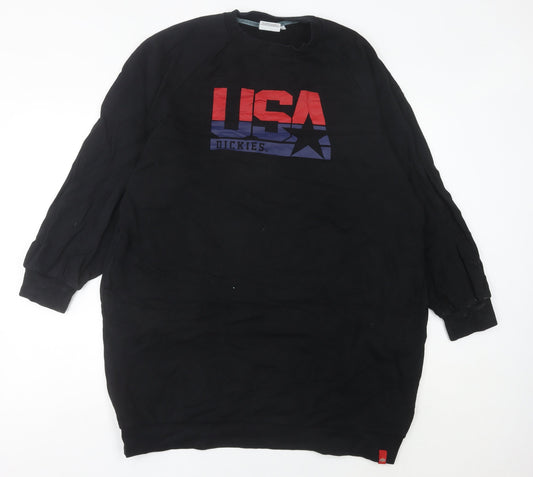 Dickies Womens Black USA Logo T-Shirt Dress Size 10 Long Sleeve