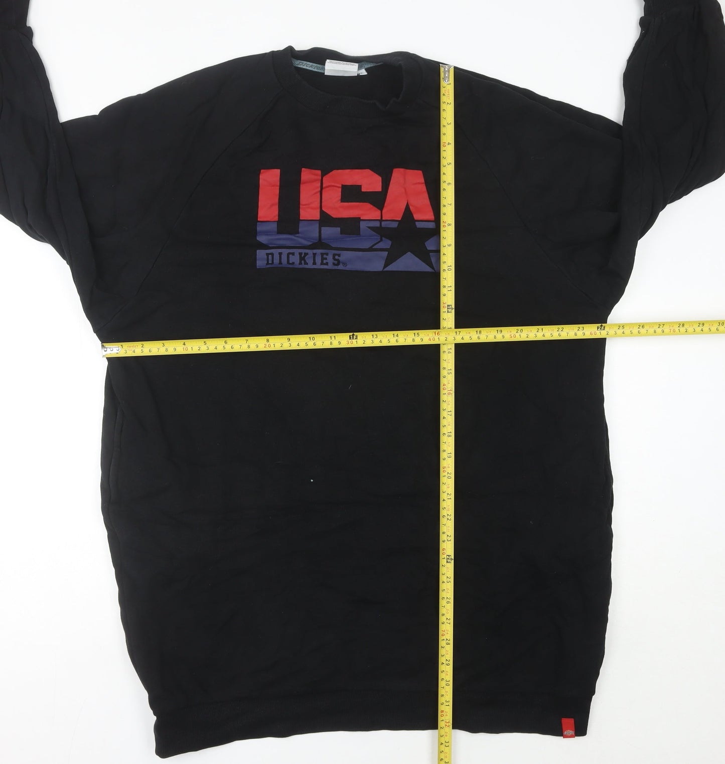 Dickies Womens Black USA Logo T-Shirt Dress Size 10 Long Sleeve