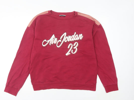 Nike Air Jordan Womens Red Sweatshirt Size 8 Logo Pullover Jumper