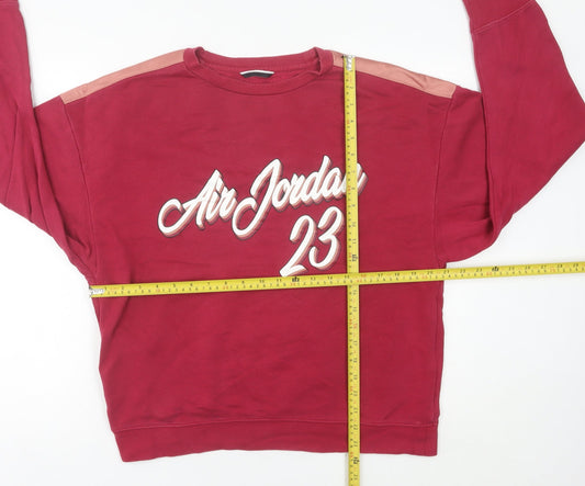 Nike Air Jordan Womens Red Sweatshirt Size 8 Logo Pullover Jumper