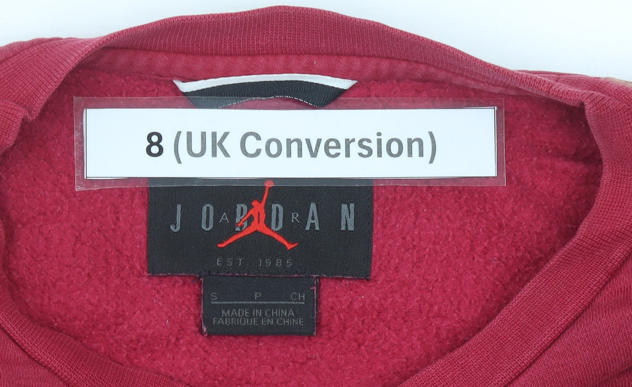 Nike Air Jordan Womens Red Sweatshirt Size 8 Logo Pullover Jumper