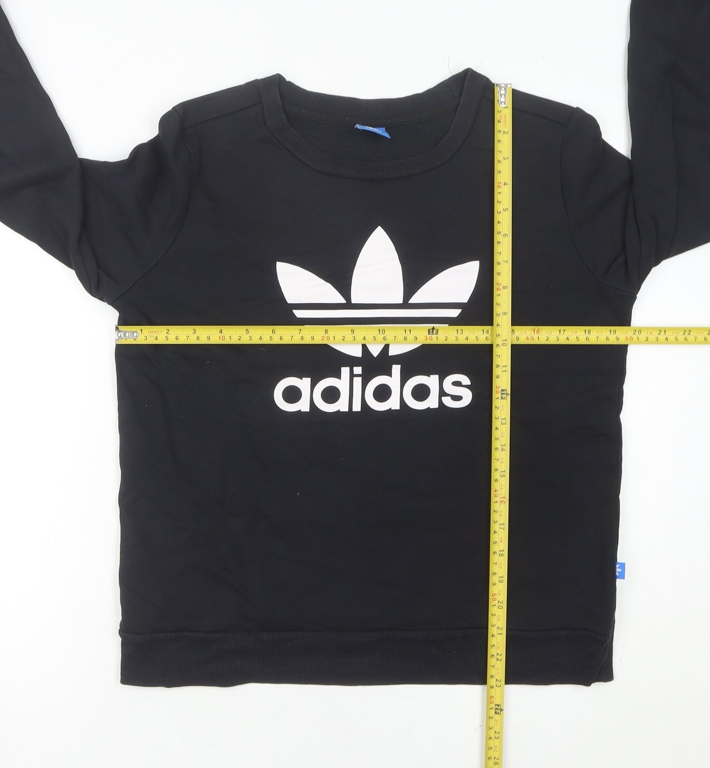 Adidas Womens Black Crew Neck Sweatshirt Size 10 Logo Print