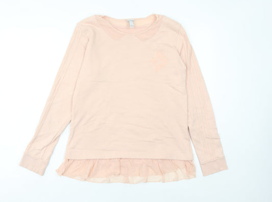 Adidas Women’s Pink Sweatshirt UK 12 Ruffle Hem Long Sleeve Pullover