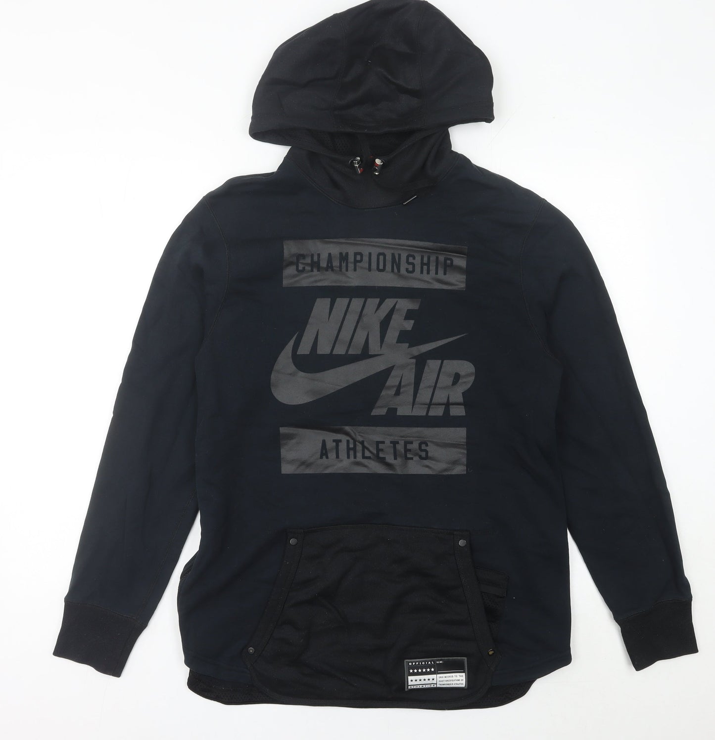 Nike Womens Black Hoodie Size 12 Pullover Graphic Print Hooded Sweatshirt