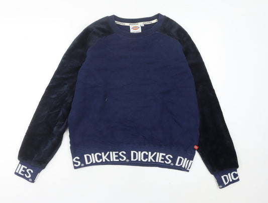 Dickies Women’s Blue Logo Pullover Sweatshirt Size 6 UK