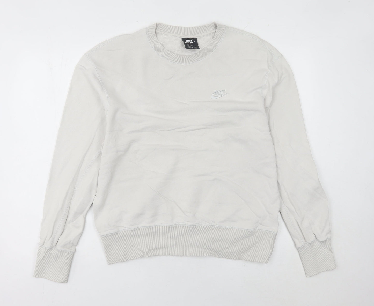 Nike Women's White Pullover Sweatshirt Size 10 Crew Neck Casual