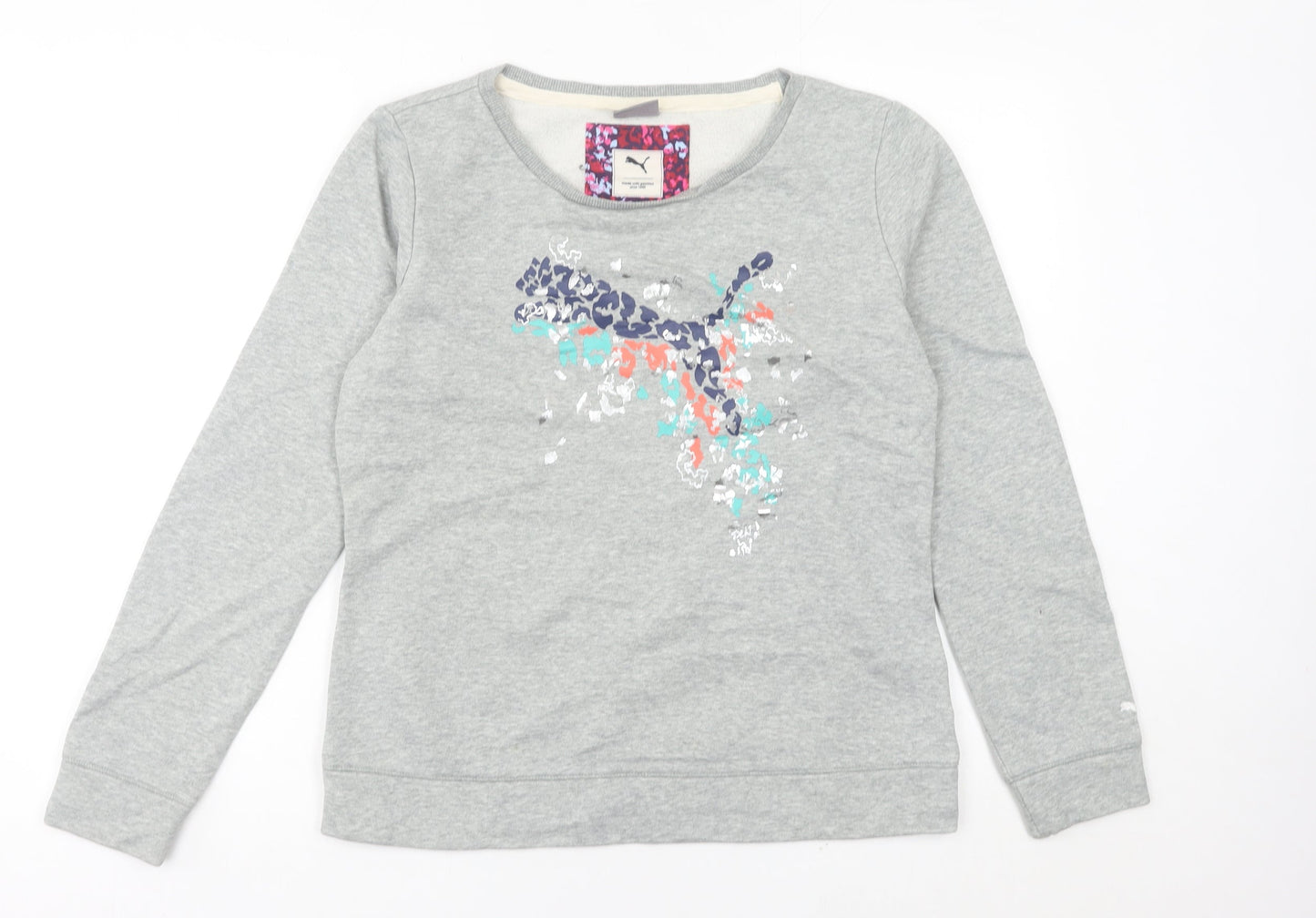 Puma Womens Grey Logo Sweatshirt UK 14 L Long Sleeve Pullover