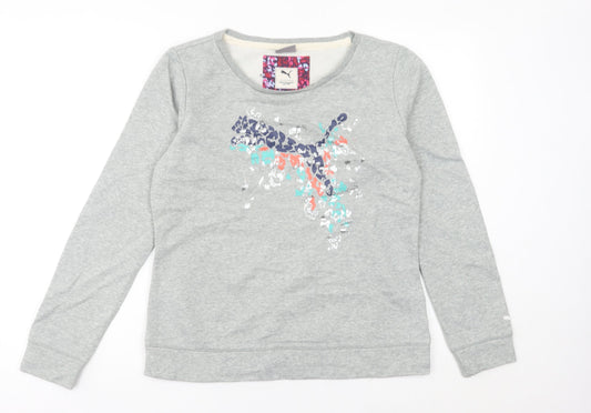 Puma Womens Grey Logo Sweatshirt UK 14 L Long Sleeve Pullover