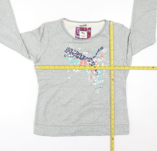 Puma Womens Grey Logo Sweatshirt UK 14 L Long Sleeve Pullover
