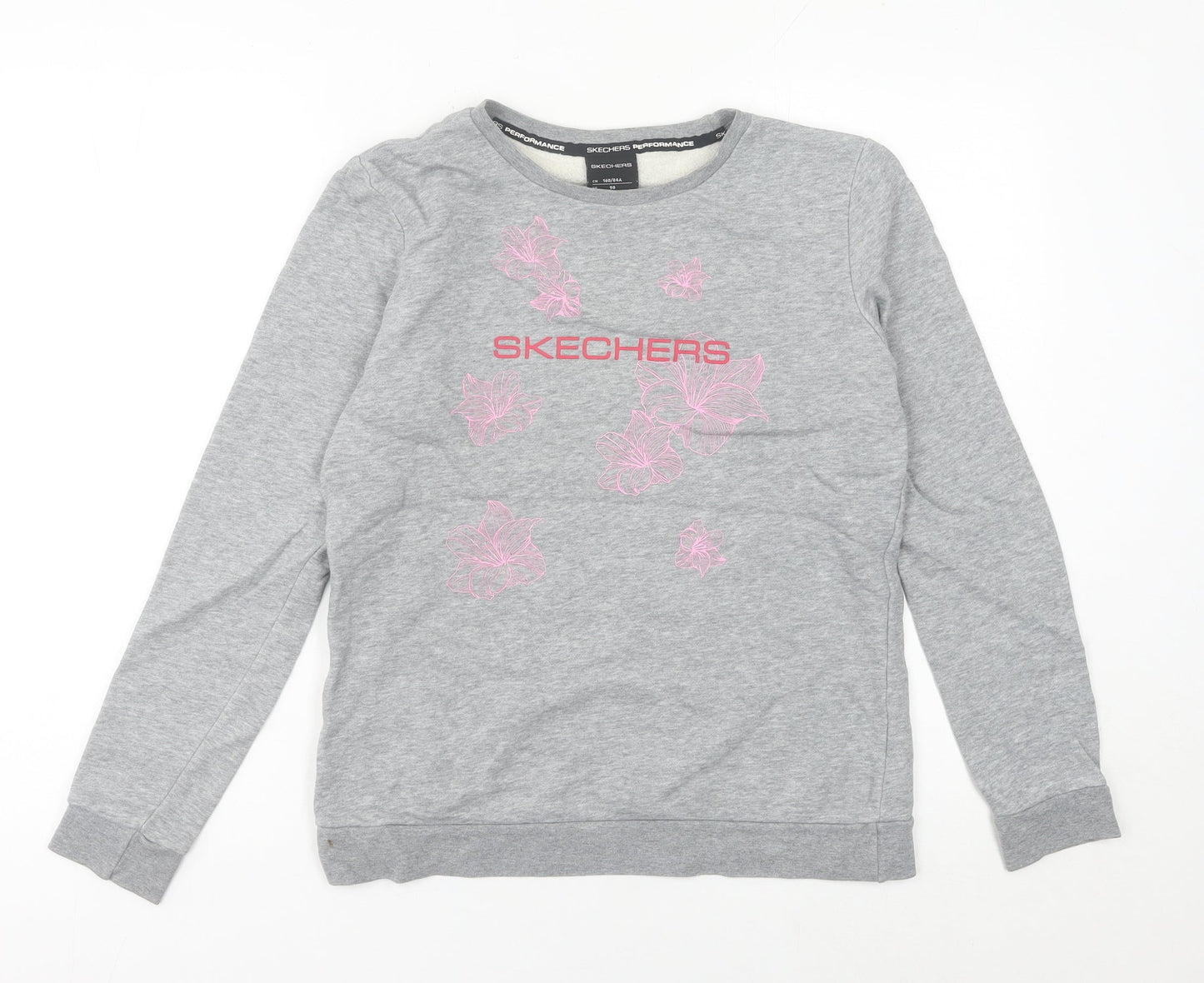 Skechers Women’s Grey Sweatshirt Size 8 UK Cotton Blend Logo Print