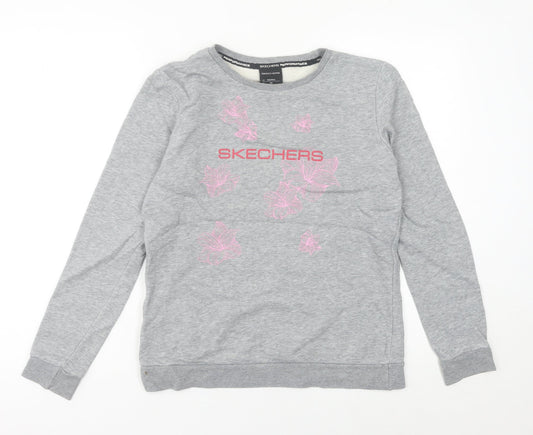 Skechers Women’s Grey Sweatshirt Size 8 UK Cotton Blend Logo Print
